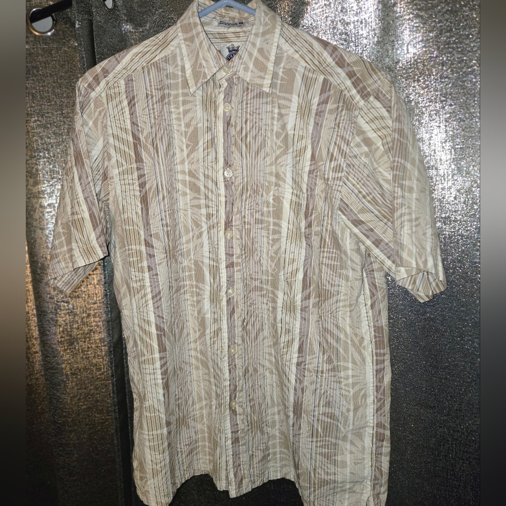 Mens Southbridge Short Sleeve Button Up Shirt Brown Size Small